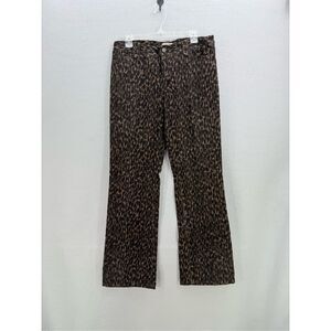 Harold’s Womens Brown Black Leopard Print Corduroy Straight Leg Pants Size 10